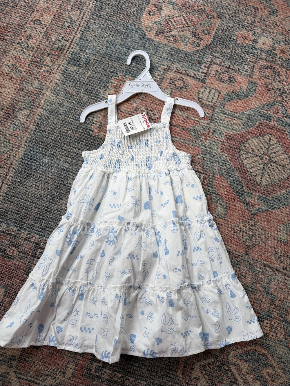 Cynthia Rowley White Sundress with Light Blue Floral Print